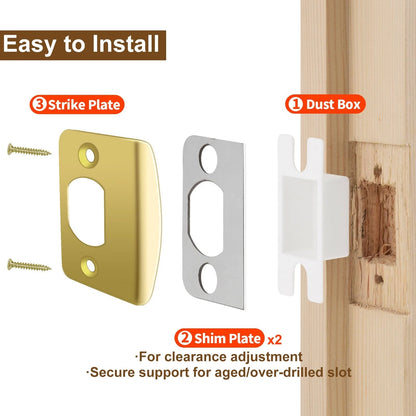 MOSECYOU Door Reinforcement Strike Plate, with Spacer Shims, 1 Pack, Gold