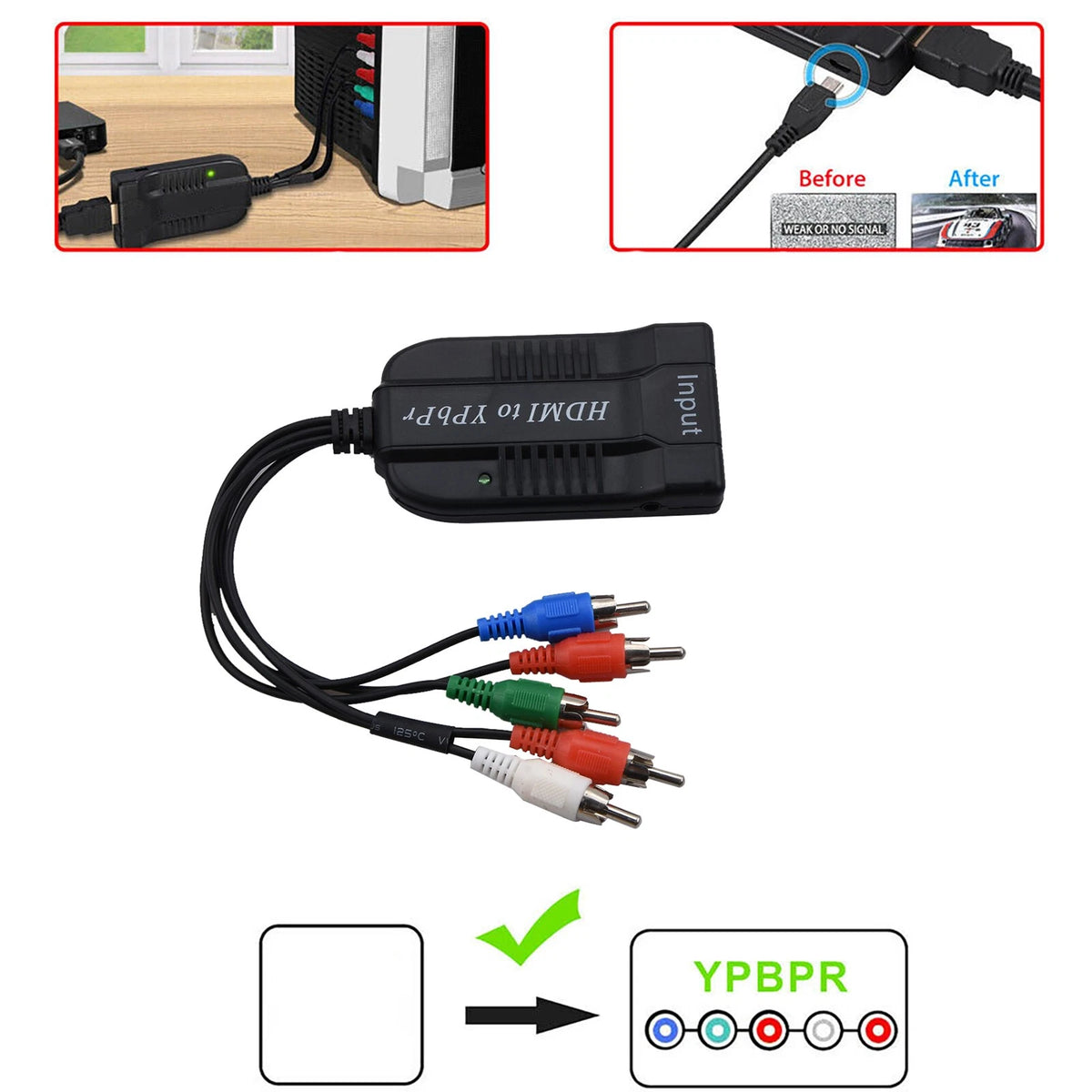 HDMI to 1080P YPBPR Component Video 5RCA RGB Converter Stereo Audio Video