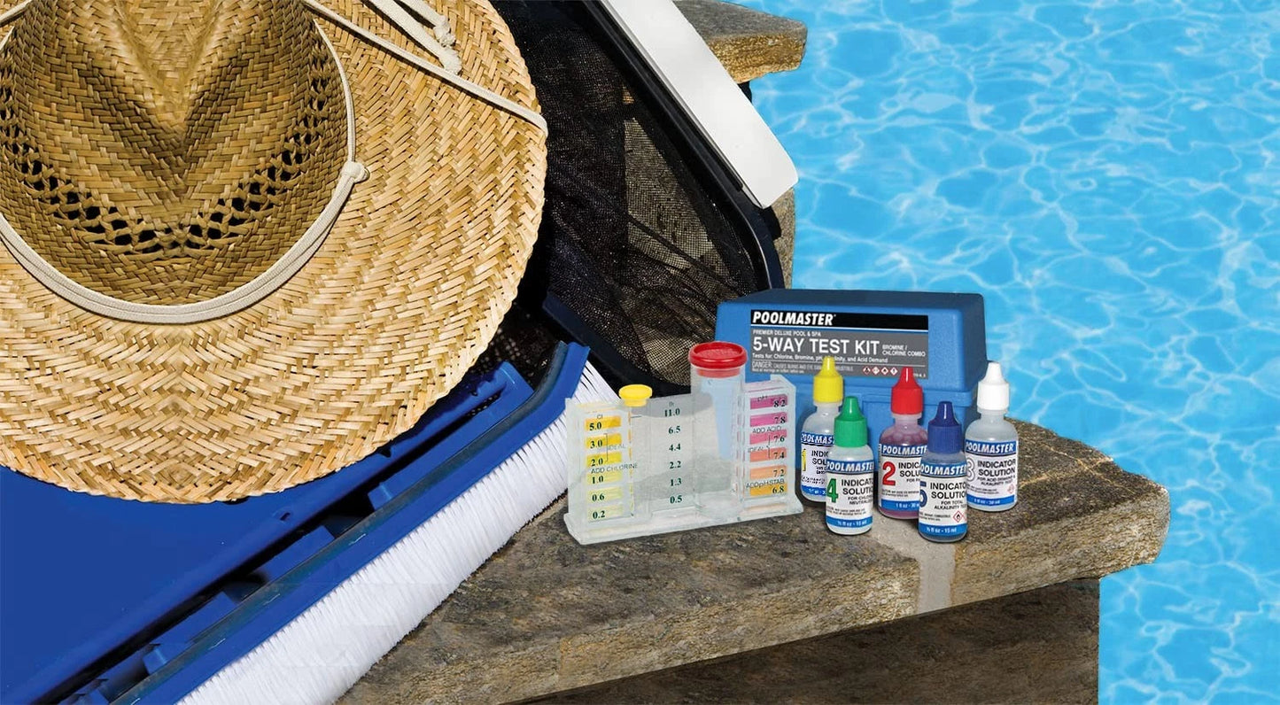 Poolmaster 5-Way Pool and Spa Water Test Kit with Case, Small, Neutral