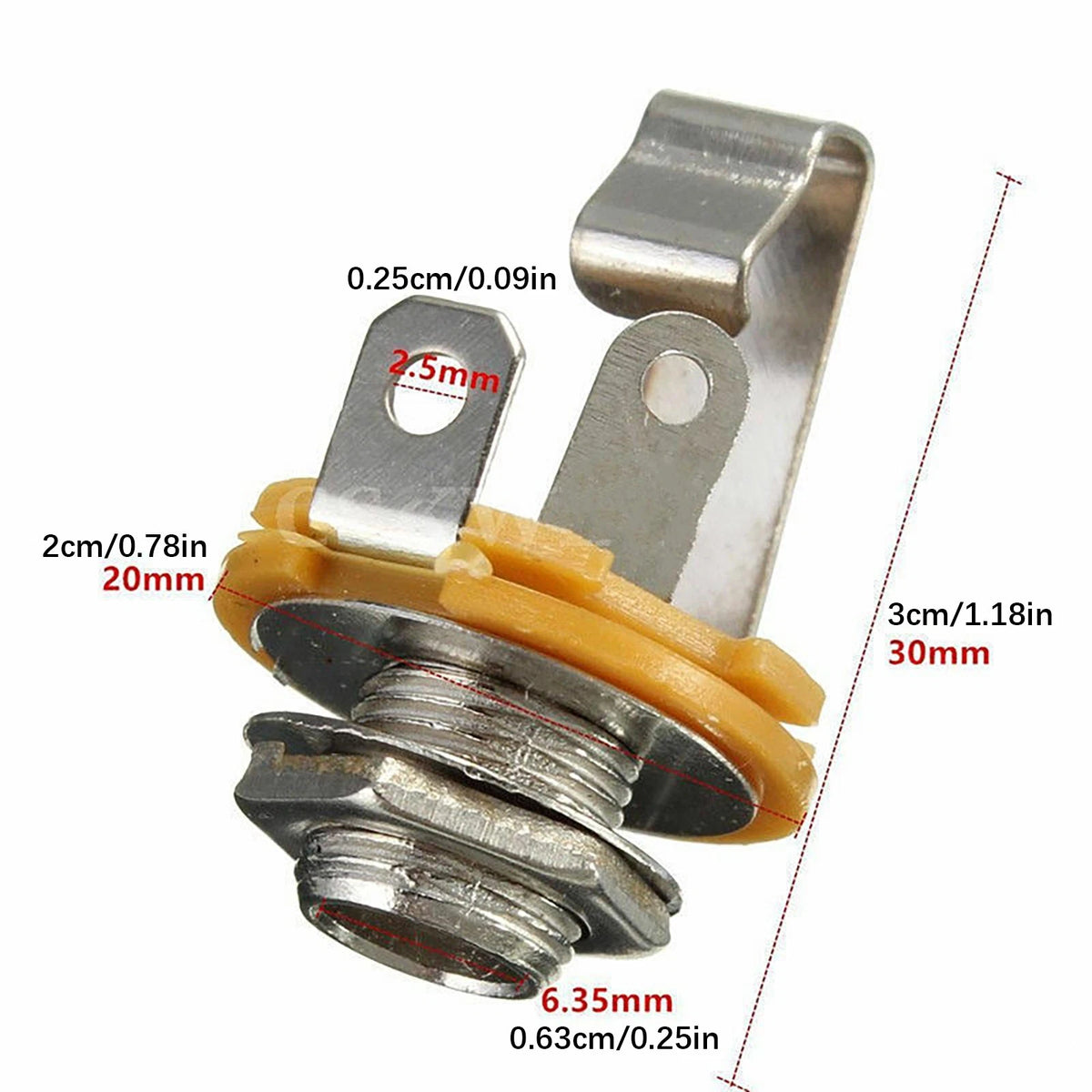 10 Pcs Mono 1/4" 6.35mm ID Jack Socket Connector Panel Mount Guitar Plate;