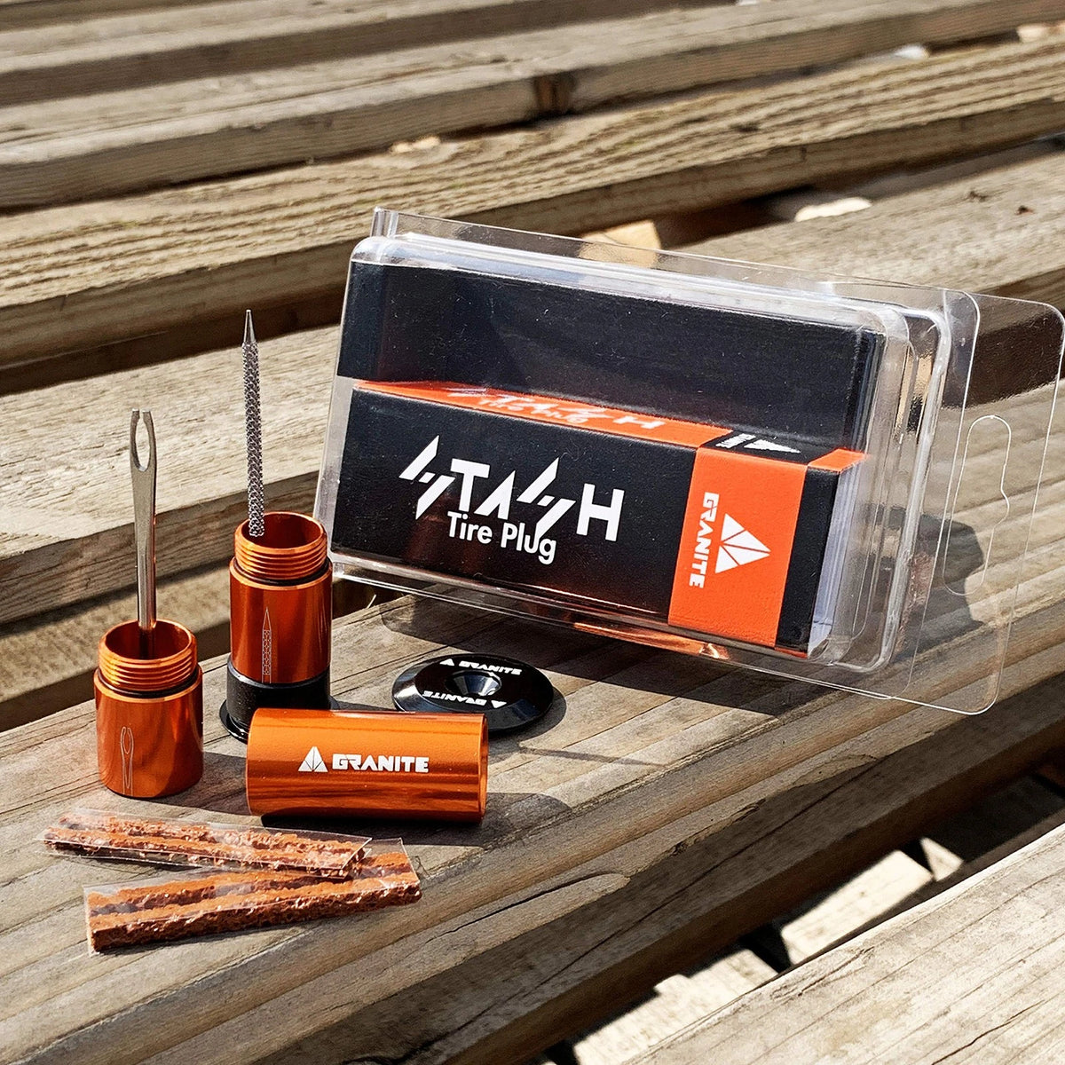 Granite Stash Tubeless Flat Tire Repair Kit Bike Tool Taille unique, Orange