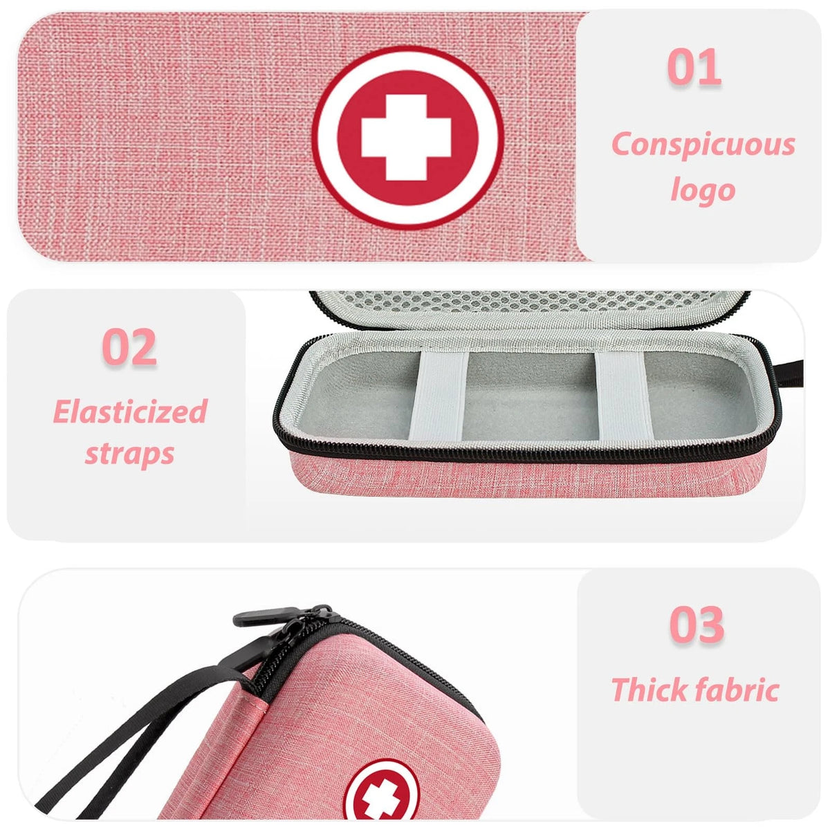 ICIMBI Diabetic Supplies Travel Case, Carrying 6.5 x 3.2 x 2.1 inches, PINK