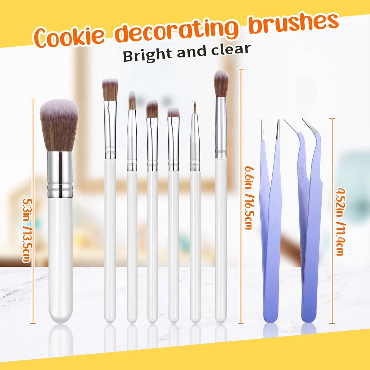 Sinmoe 10 Pieces Cake Candy Decorating Brushes Tools Cookie M, Macaron Color