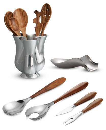 nambe Curvo Serving Fork | 13 Inch 1.2" H x 3.9" L x W, Brown