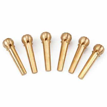 6 Pack Guitar Strings Fixed Brass Pins Bridge Nail Cone Parts For Folk Guitar