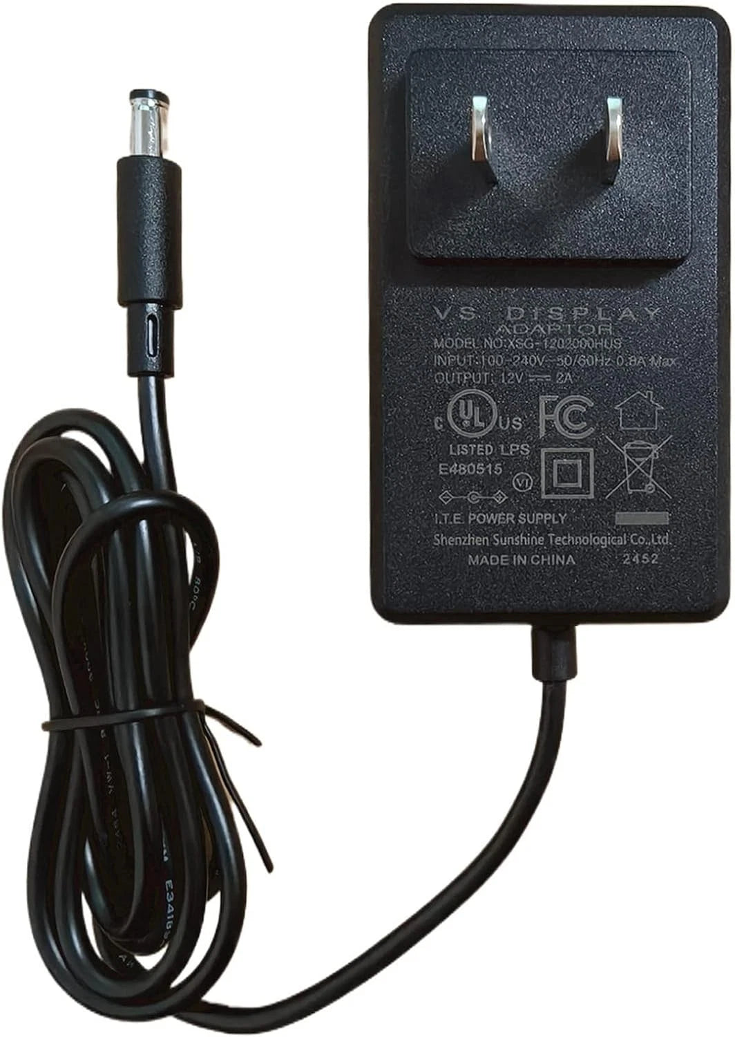 VSDISPLAY Power Adapter, AC 100-240V Input to 12V DC 2A Output, Power...