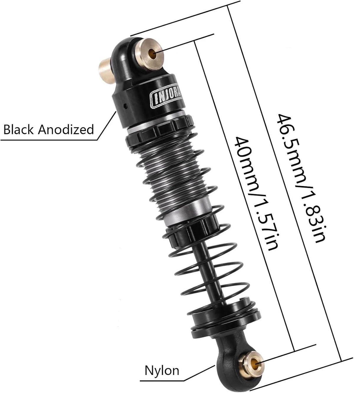 INJORA 40mm Big Bore Oil Shock Absorber for 1/24 SCX24 FCX24M Upgrade,...