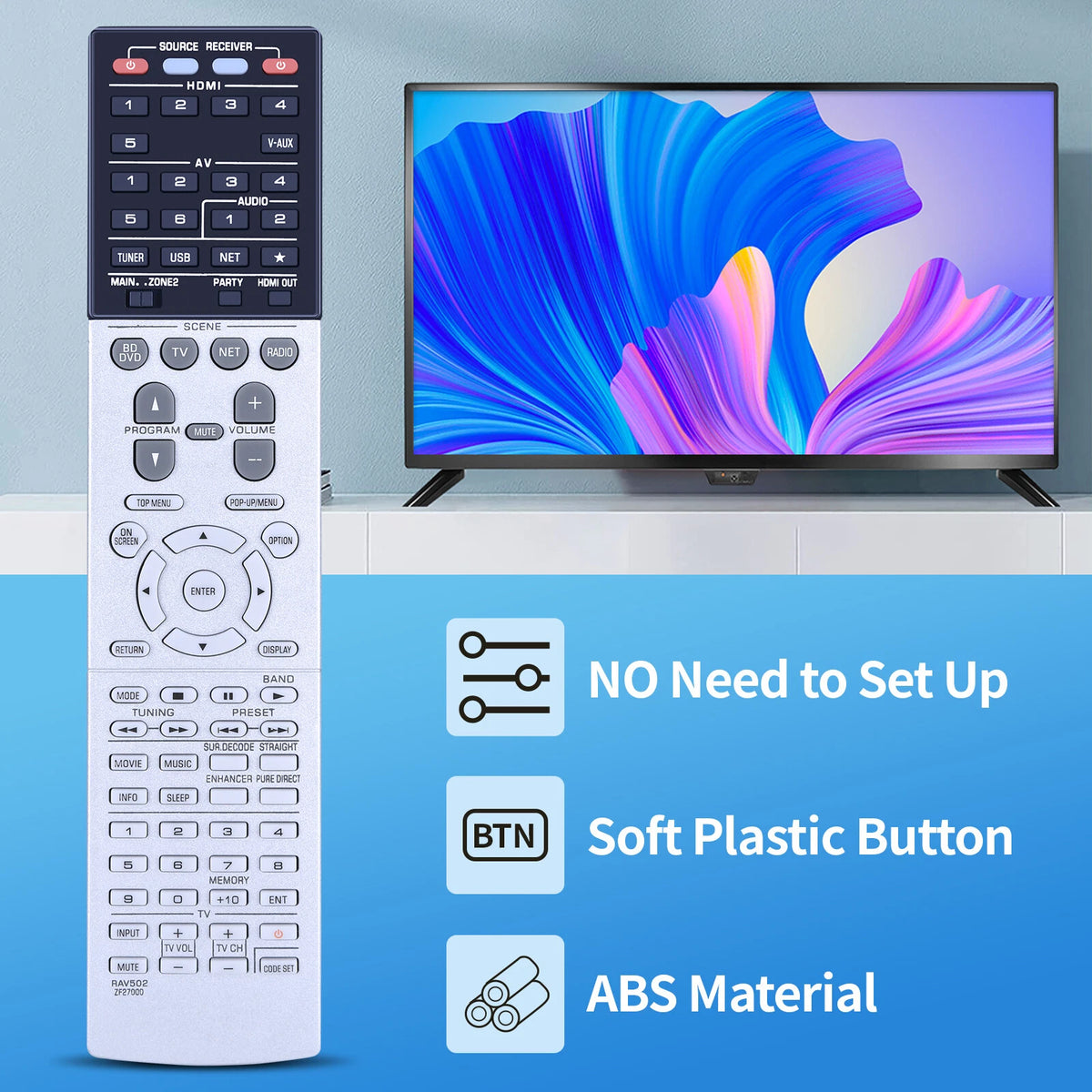 Remote Control For Yamaha AV Receiver RAV502 ZF27000 RX-V775 RXV775