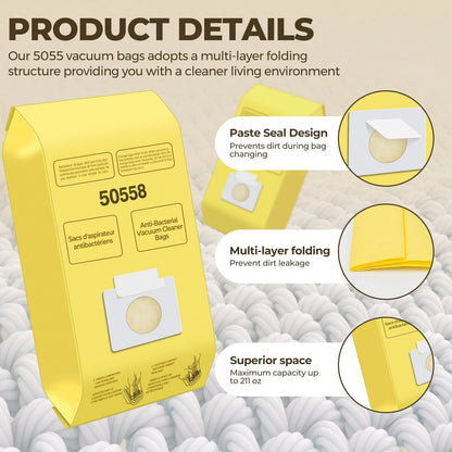 Vacuum Bags Replacement for Kenmore Canister C/Q 5055 50555 50557 12, Yellow