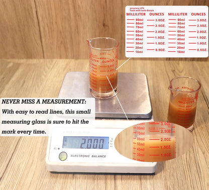 Ackers 3oz/90ml Glass Measuring Cup – Shot with middle, Red(Single)
