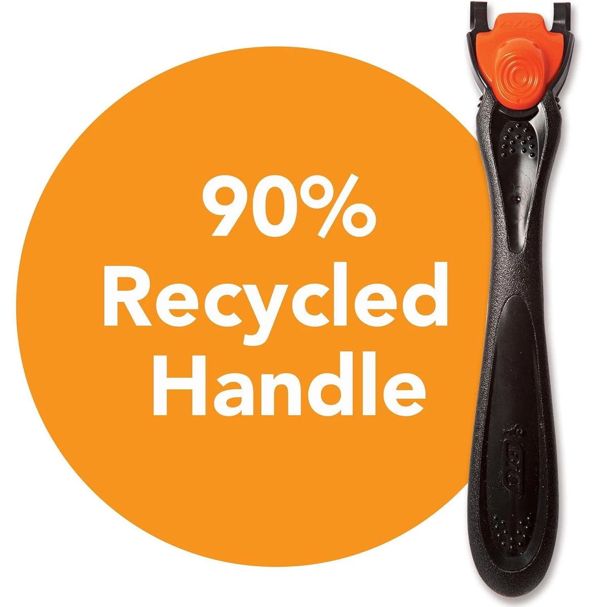 BIC Comfort 3 Men's Refillable 3 Blade 12 Count (Pack of 1), Black/Orange