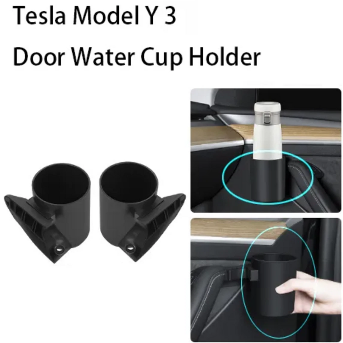 Door Water Cup Holder Storage Box For Tesla Model 3 2017-2023 Model Y 2021-2023