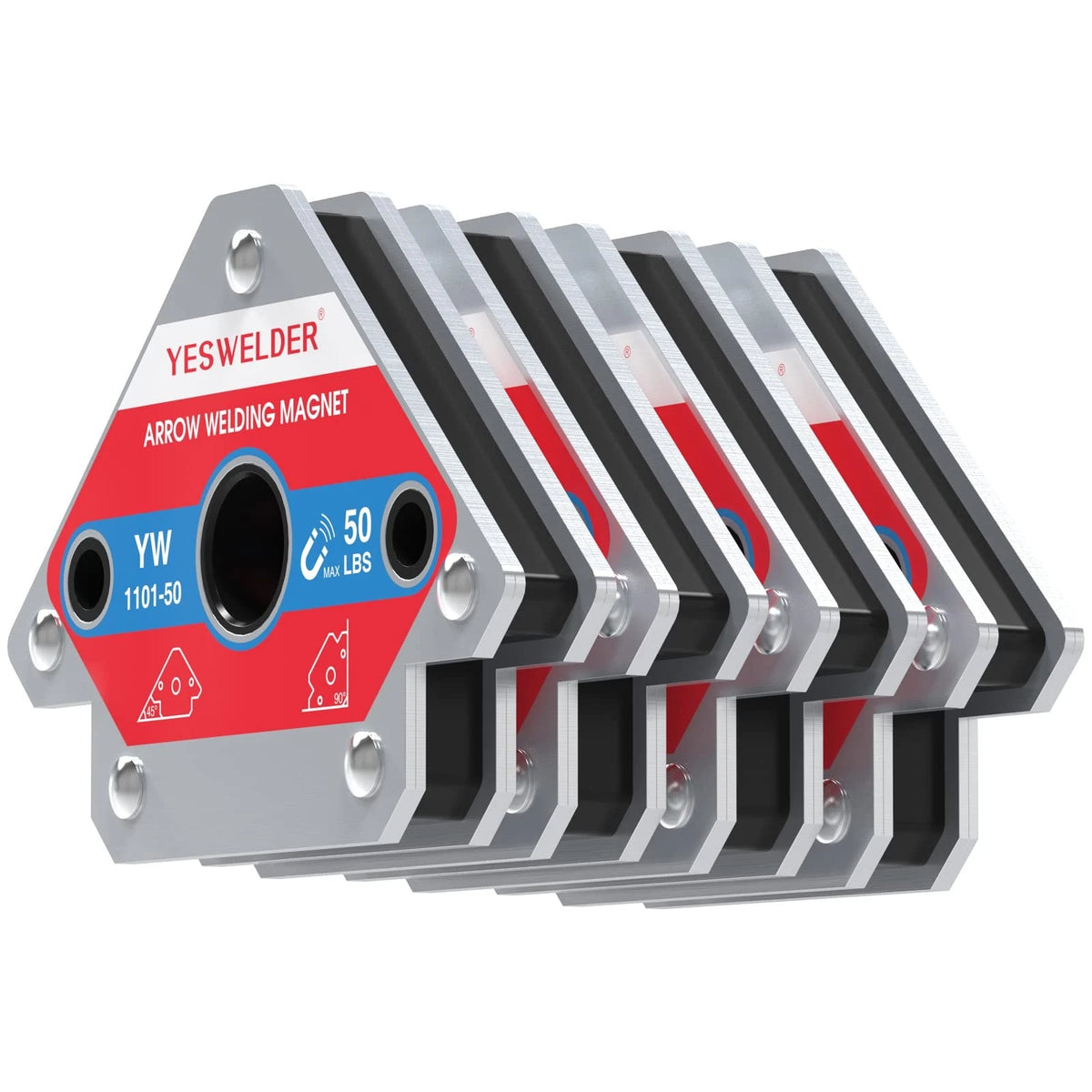 YESWELDER 4-Pc Welding Magnet Set, 50 lb Holding Power 50lb, Multicolor
