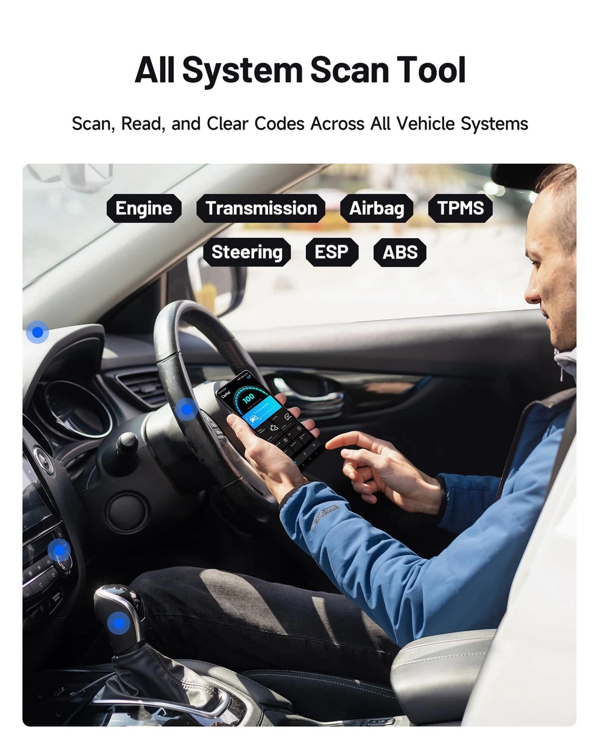 TOPDON Carpal-US OBD2 Code Reader Bluetooth, All System Scanner Black