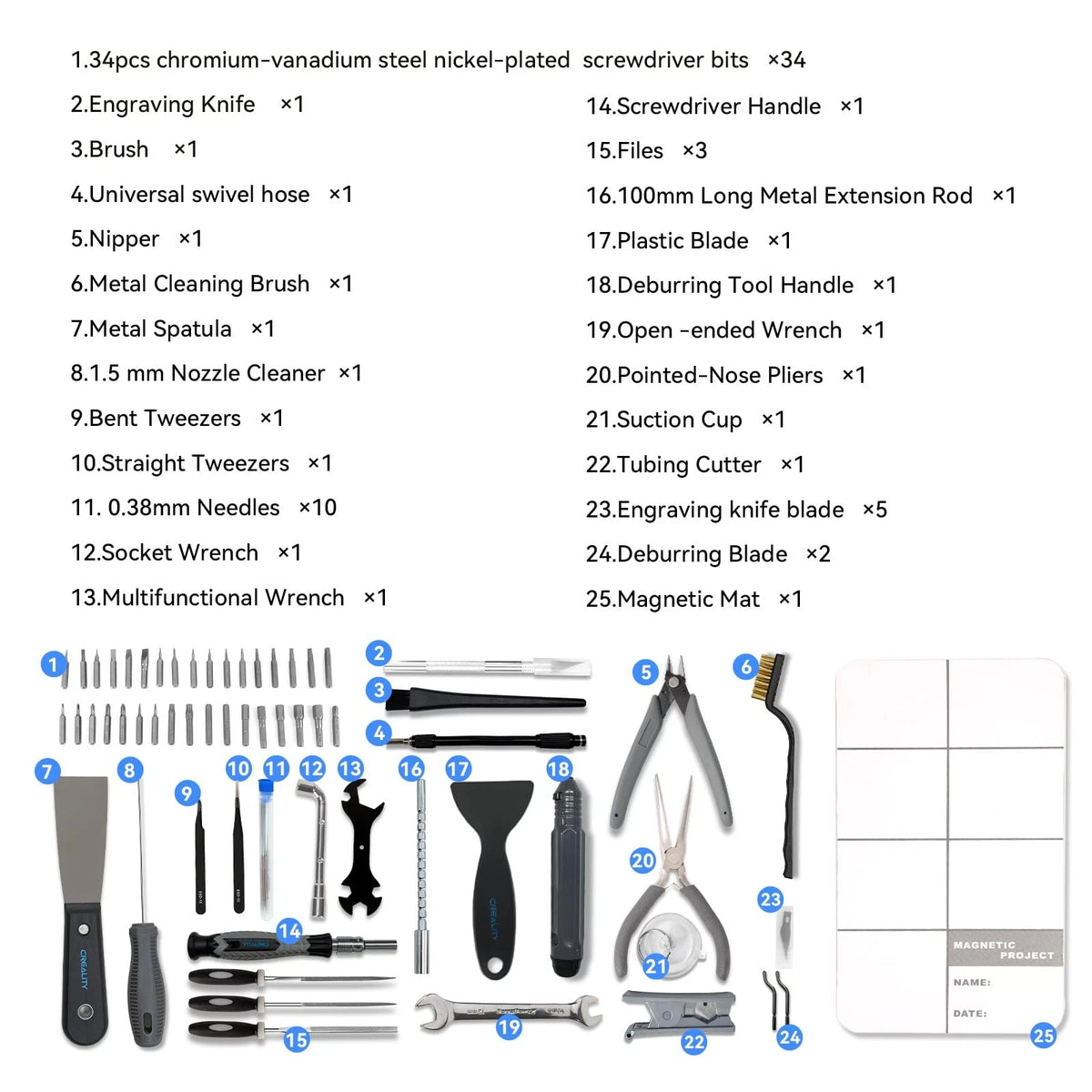 Creality 3D Print Tools Warp Kit 74PCS Comprehensive Printing black