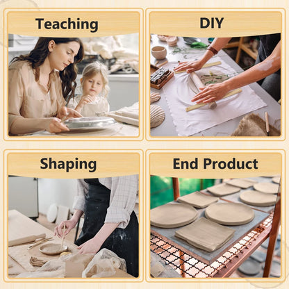 Sasyl 10 Pcs Pottery Teaching Rolling Mud Stick Guide 5 Size, Wood Color