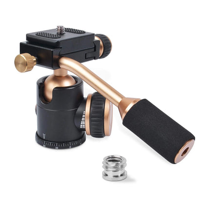 Tripod Head, Flexi-Tilt Universal Ball Head with Quick Release Plate, Gold