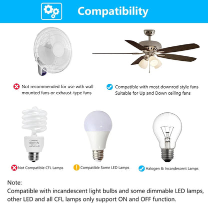 Universal Ceiling Fan Remote Control Kit with Up Down Light Controls White