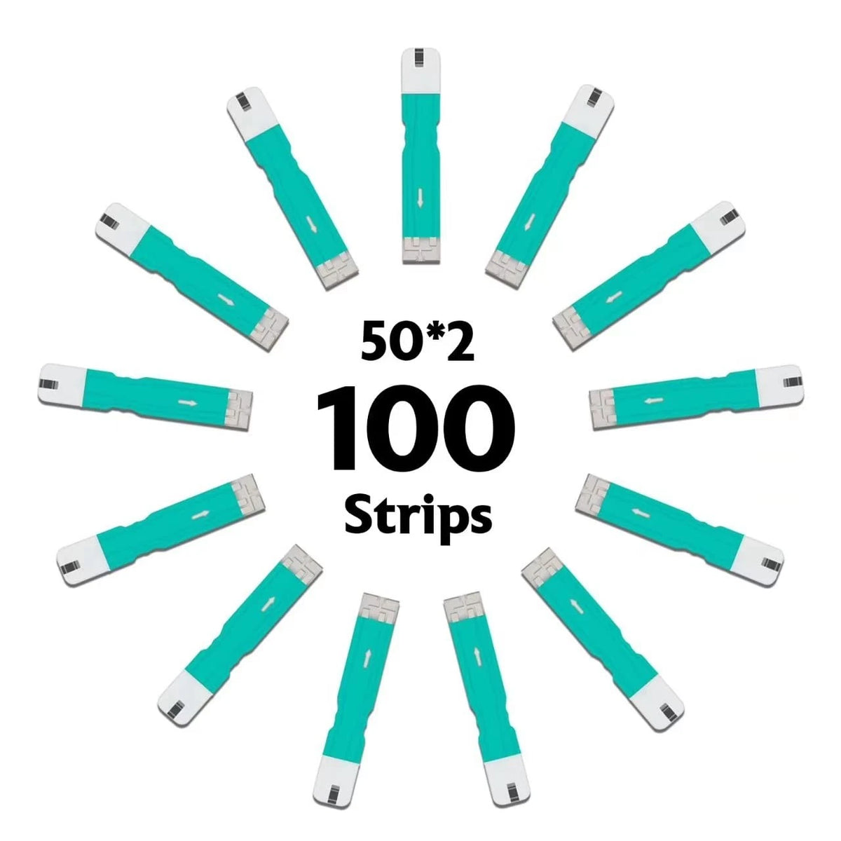 CareLiving BGM101 Blood Glucose Test Strips, for 1 Count (Pack of 100), Green