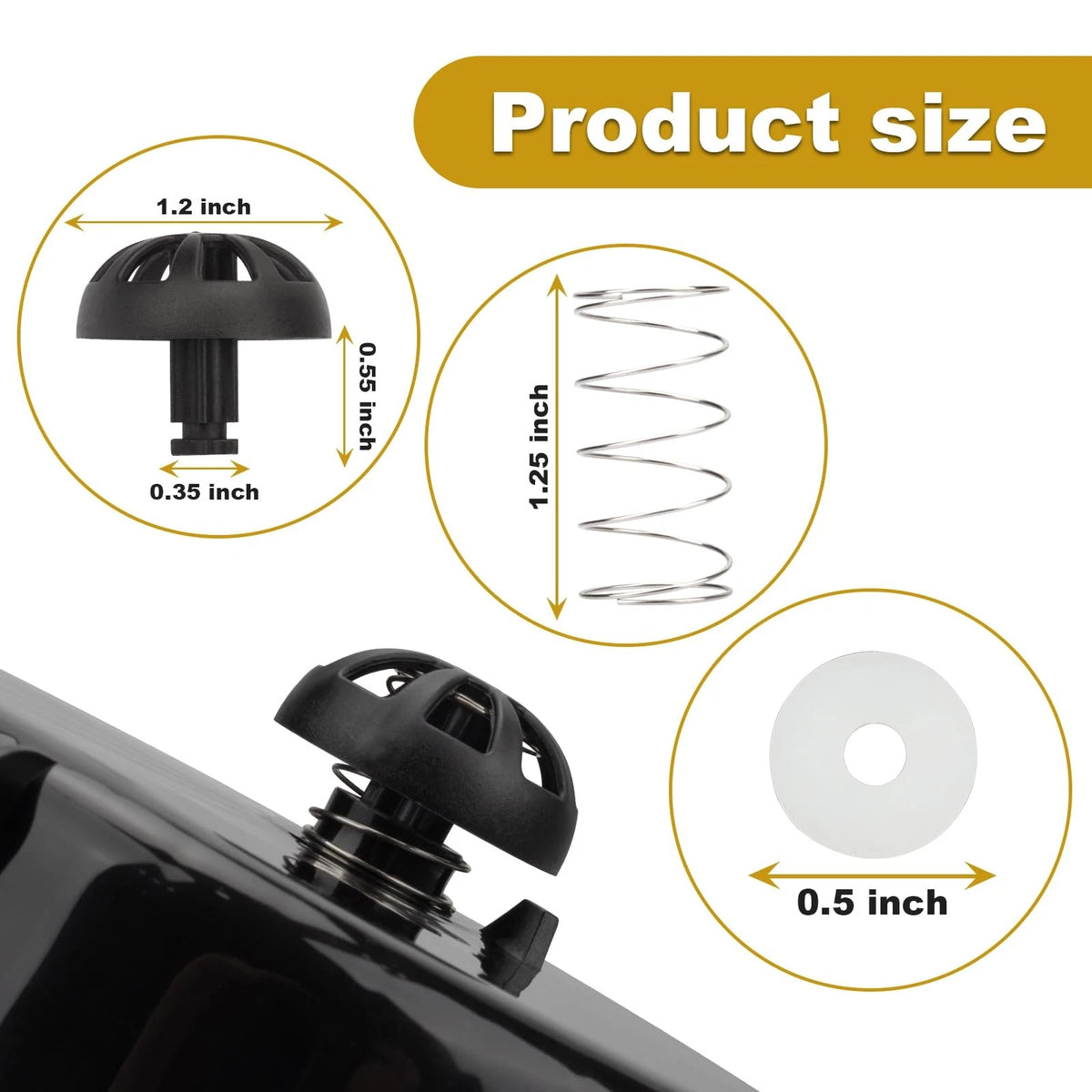 2-Pack Coffee Machine Brew Basket Bottom Spring Loaded Stopper Kits 2, Black