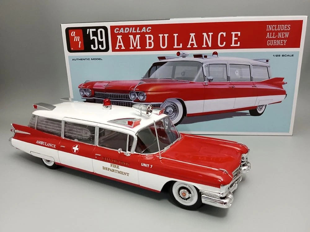 AMT 1959 Cadillac 1:25 scale, White, Clear, Transparent Red, Chrome-plated