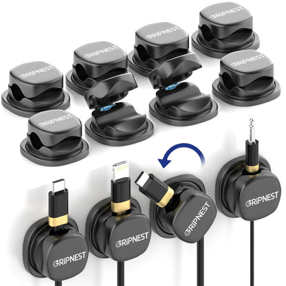 GRIPNEST Never-Lose 1s Lock Spring Cable Solution – Pack of 12, Black