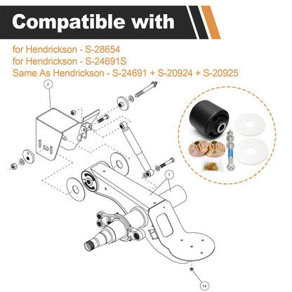 For Hendrickson Quick Align Pivot Bushing Kit+Alignment Collars S-24691S S-28654