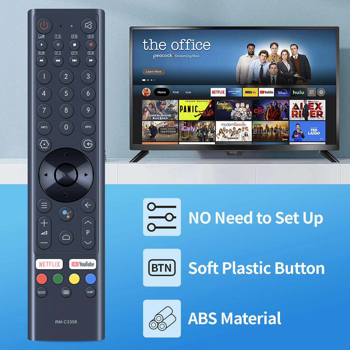 RM-C3358 RMC3358 Voice Remote Control For JVC Smart 4K UHD Android TV
