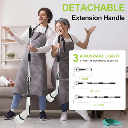 Dreazu Electric Spin Scrubber, Cordless Shower 48 inches, White&black