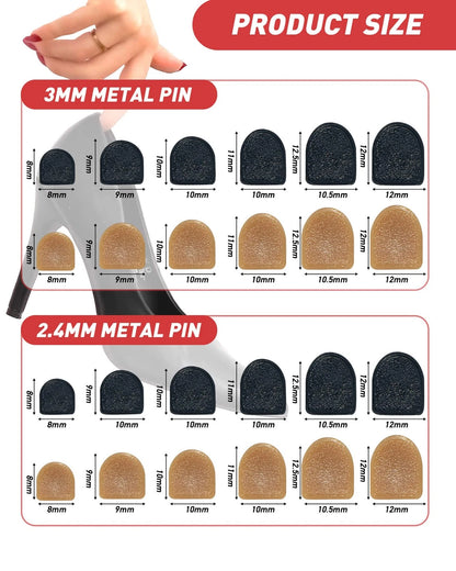 TRIZILLA 24 Pairs High Heel Replacement Tips, 6 sizes, Black Beige