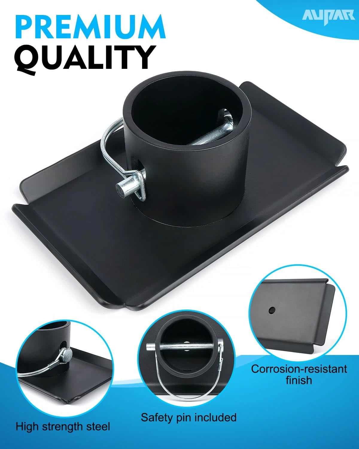 Aupar Trailer Jack Foot Plate with 3.9 inches x 6.3 x 2 inches, Black