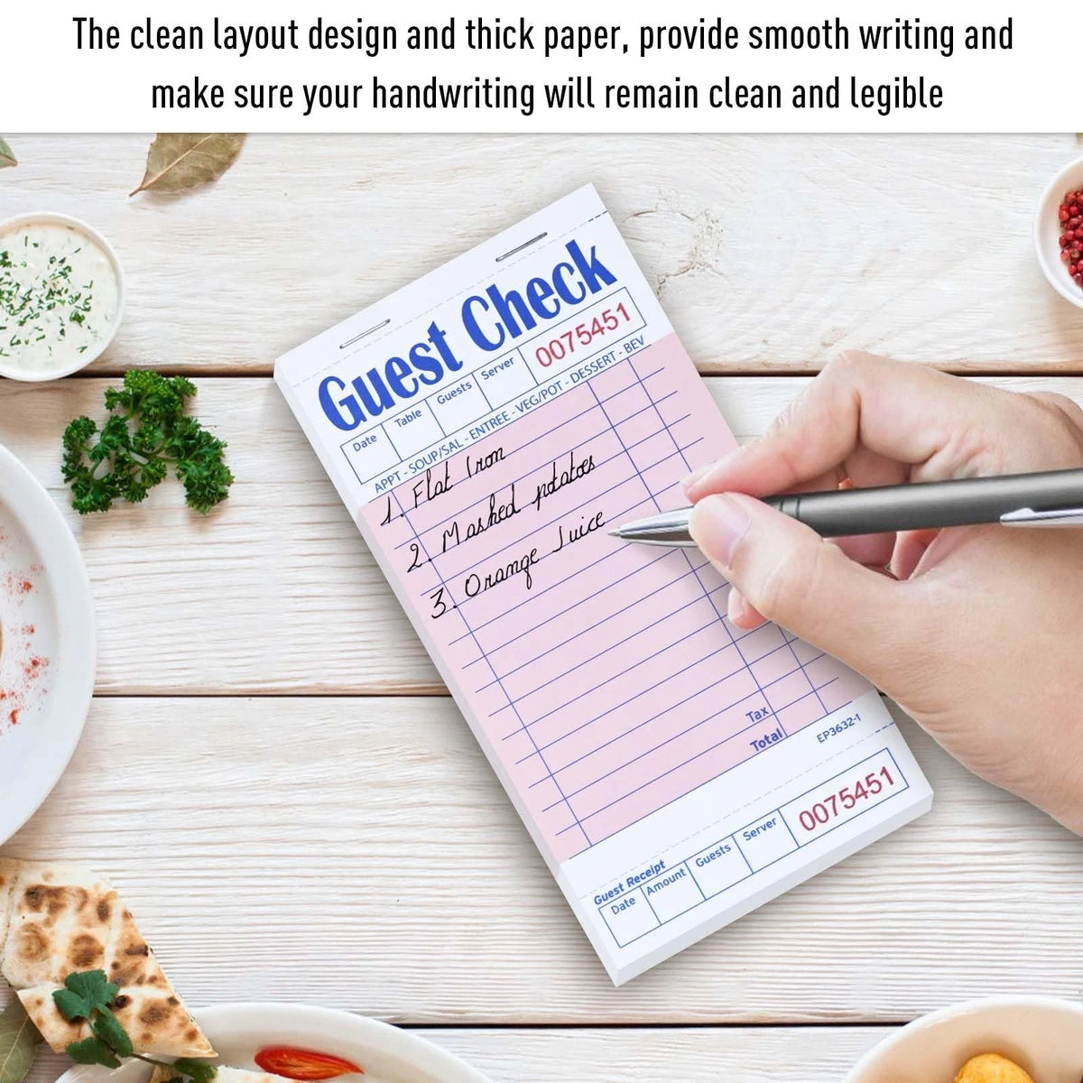 DGBDPACK Guest Check Pads for Servers - Thick Paper (6 6 Pack--Pink, Pink