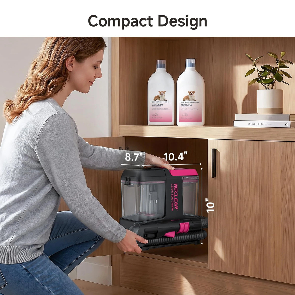 WECLEAN C5 Portable Carpet Cleaner Upholstery Deep Standard, Black pink