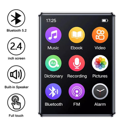 Versatile MP3 Player BT 5.0 2.4'' HD Screen HiFi Audio Voice Recorder FM Radio