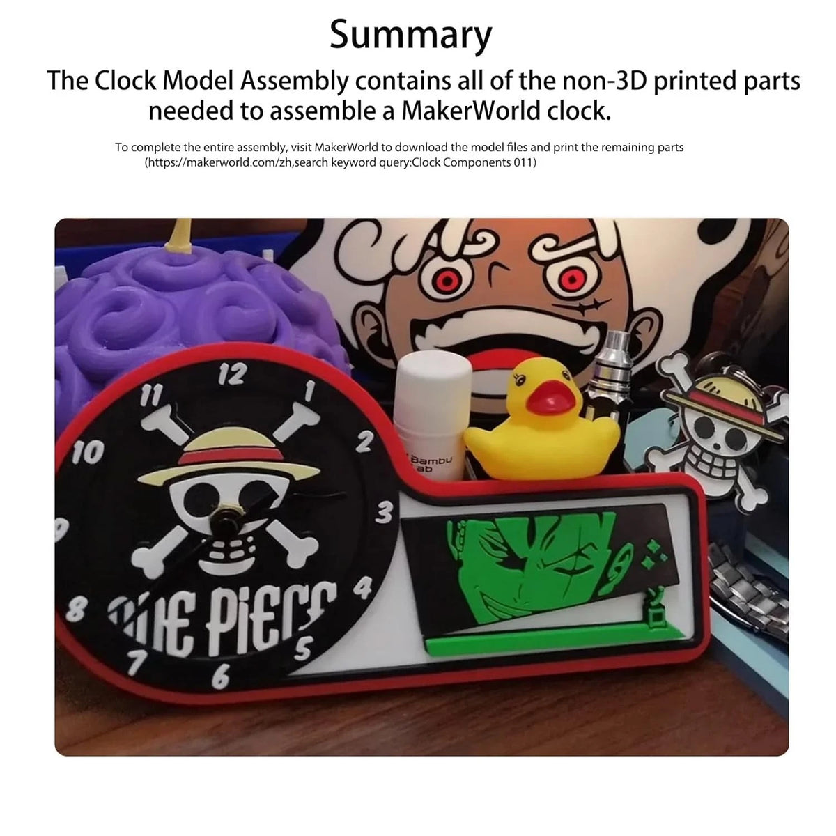 Makerworld MH011 3D Printer Clock Creative Model Components for Bambu Black