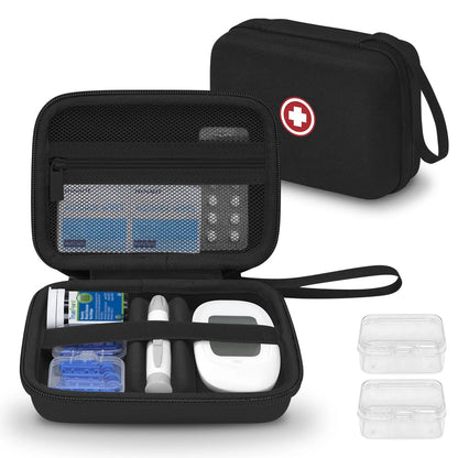 Diabetic Supplies Travel Case, Carrying Case Organizer Small, Black Interior