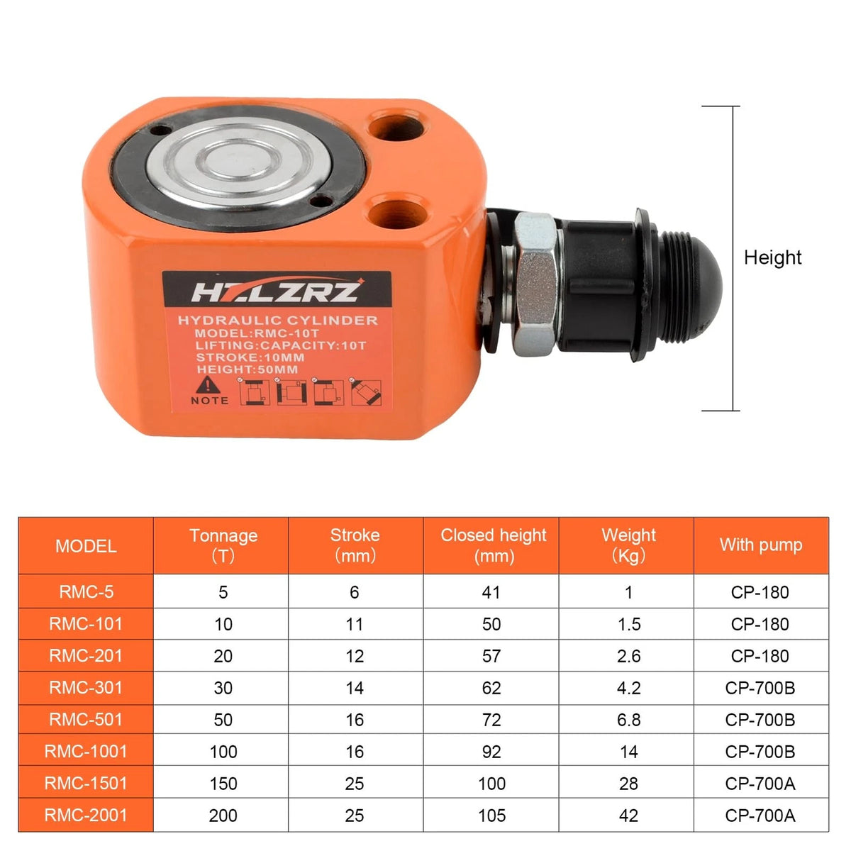 HZLZRZ 10 Ton Hydraulic Ram Jack and Single Acting Lifting Jack/101, YELLOW