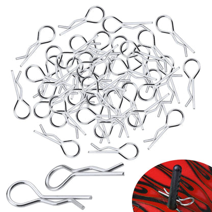 100PCS Universal RC Body Clips Pins for 0.047 inches x 0.95 inches, Silver