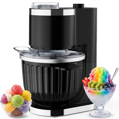 Ice Cream Maker & Shaved Machine, 2-in-1 Slushie Machine General, Black