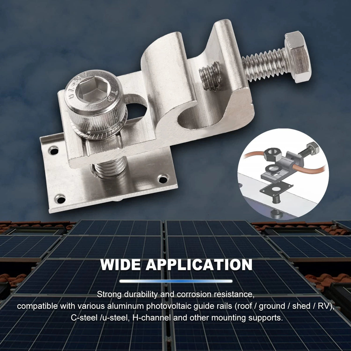 EVARSOL 8Sets Solar Panel Photovoltaic Bolt-On Coupling M6*20/M8*25-8Sets