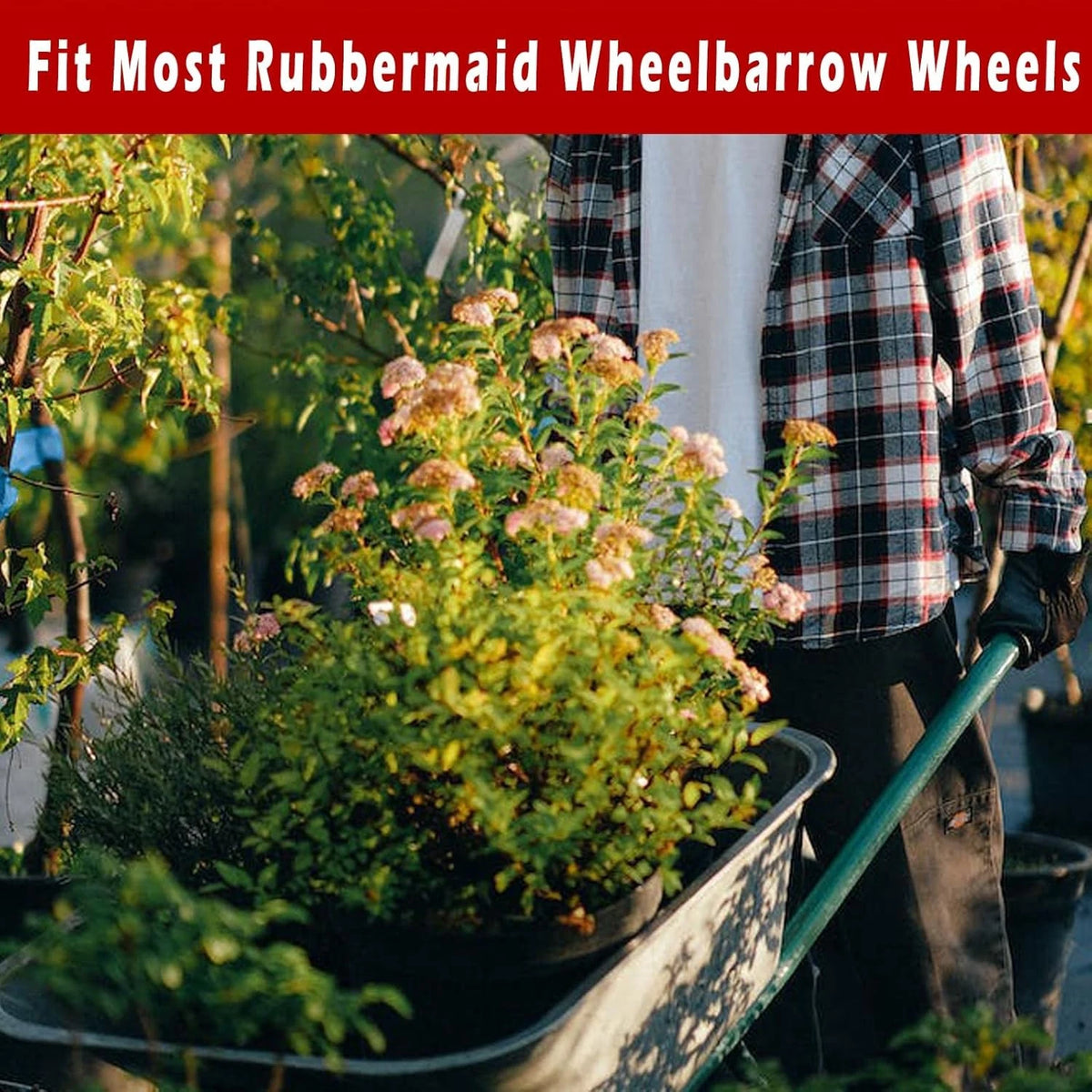 (2 PACK) 20" Flat Free Cart Wheels Compatible with rubbermaid 20 inches