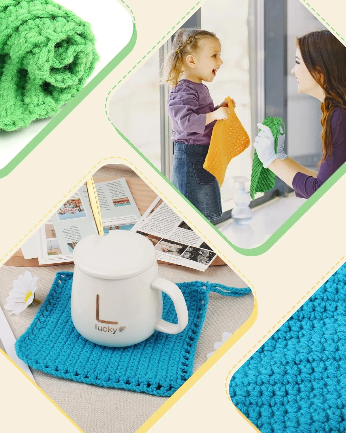 Katech Crochet Kit for Beginners, Dishcloth Small to Medium, Colorful