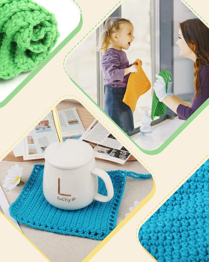 Katech Crochet Kit for Beginners, Dishcloth Small to Medium, Colorful