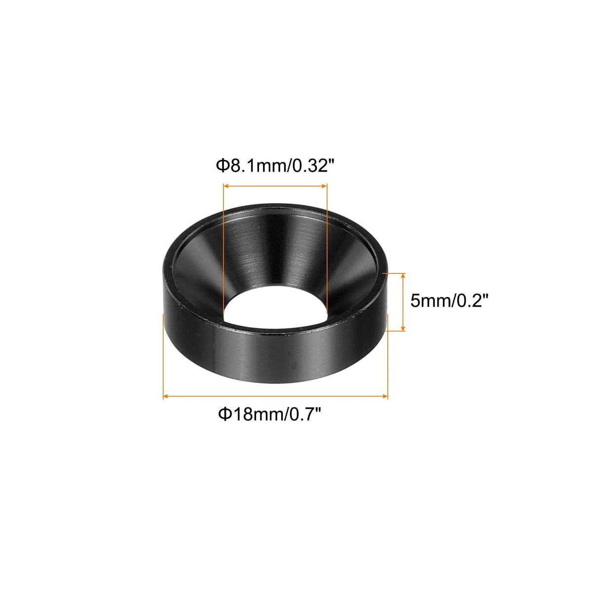MECCANIXITY M8 Cone Cup Countersunk Washers,Anodized Aluminum M8, Black