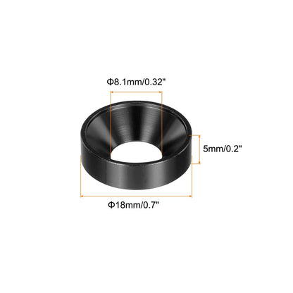 MECCANIXITY M8 Cone Cup Countersunk Washers,Anodized Aluminum M8, Black