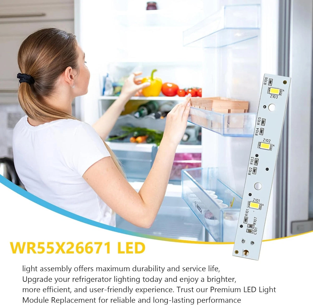 6Pack WR55X26671 Refrigerator LED Light Board Replacement for Freezer &...