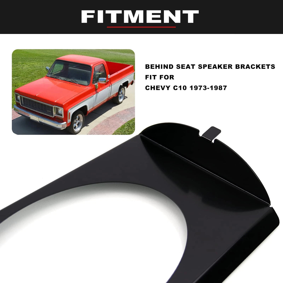 RULLINE Behind Seat Speaker Brackets Compatible with 1973-1987 Chevy Black
