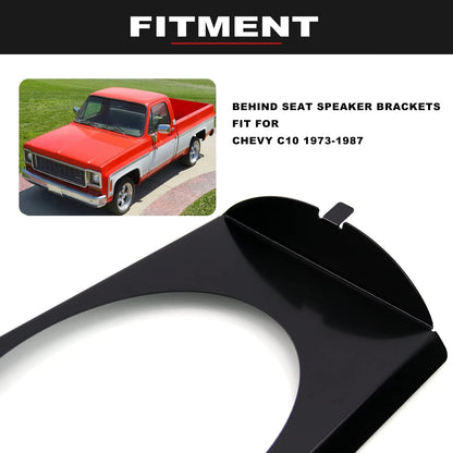 RULLINE Behind Seat Speaker Brackets Compatible with 1973-1987 Chevy Black