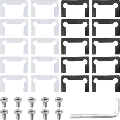 20Pcs Glass Shower Door Hinge Gasket Replacement, Grid black, transparent
