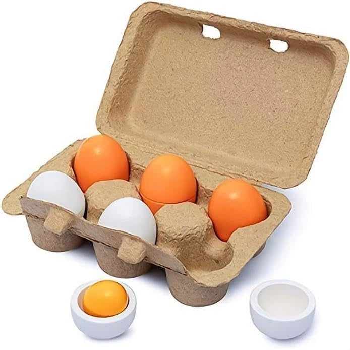 Sportsvoutdoors 6PCS Egg Kitchen Toys, Wooden Toy Food, Child-size, Yellow